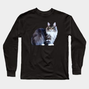 Fluffy Cat Print Long Sleeve T-Shirt